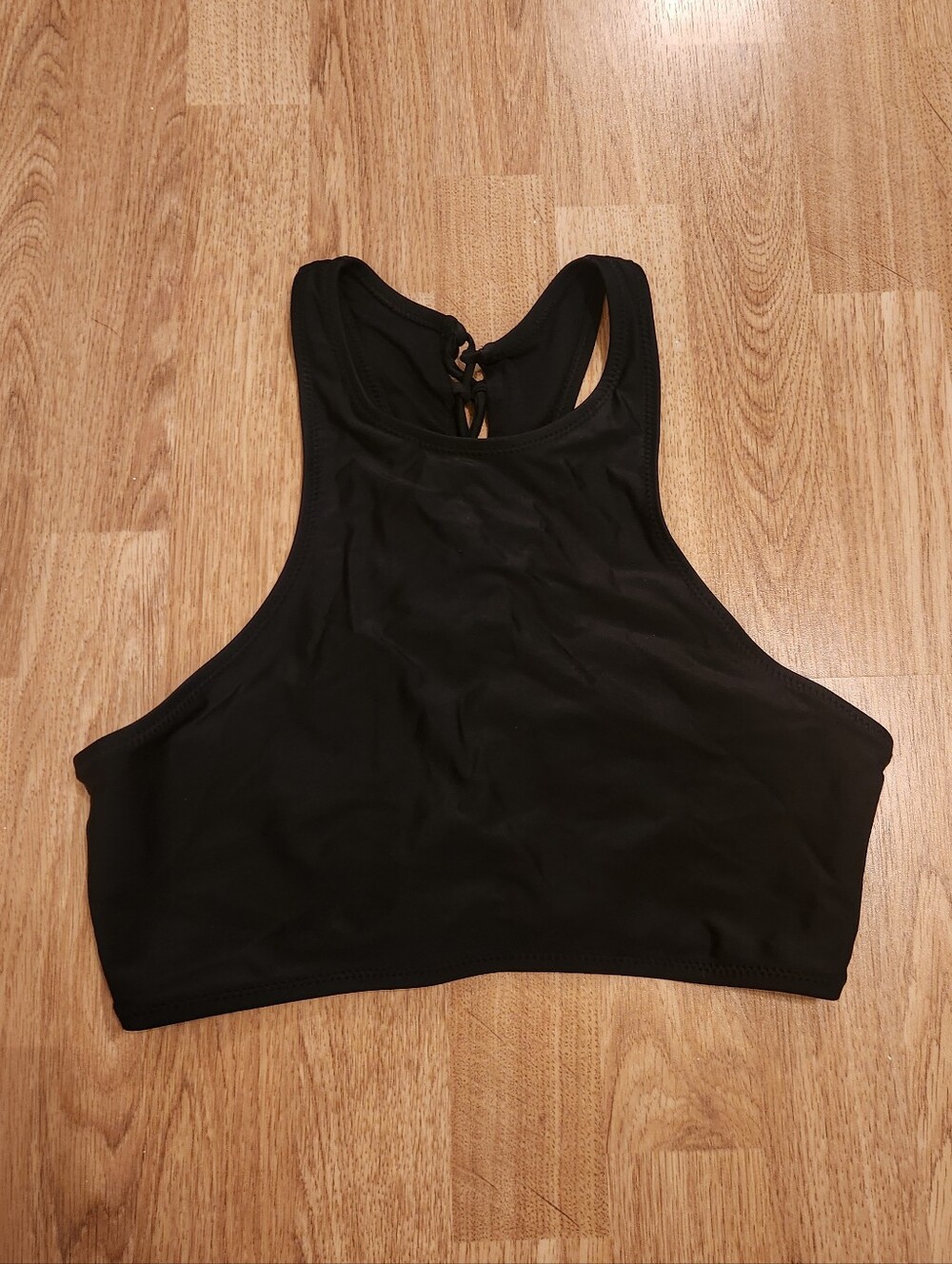Old Navy Racerback Tie Back Sport Bra Style Bikini Swim Top Black Medium